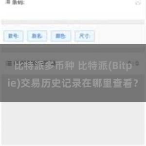 比特派多币种 比特派(Bitpie)交易历史记录在哪里查看？