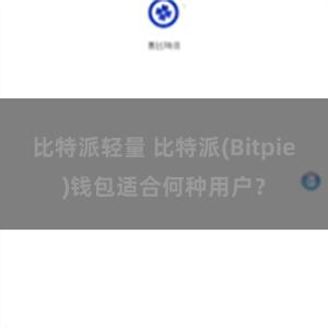 比特派轻量 比特派(Bitpie)钱包适合何种用户？